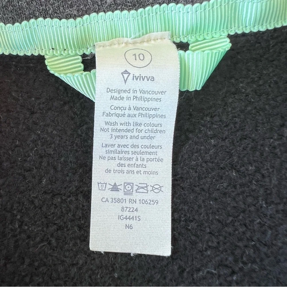 Lululemon Ivivva Saw Into Your Day Full Zip Fleece Lined Jacket Charcoal Gray 10